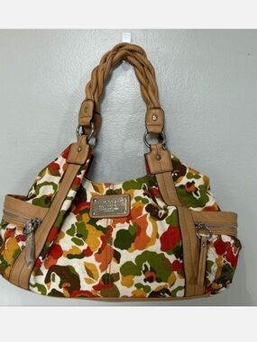Relic Multicolor Floral Camo Shoulder Bag with Tan Trim